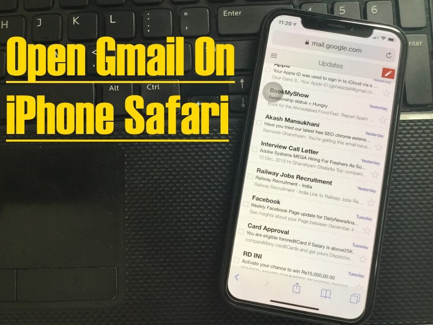 Open Gmail on iPhone Safari