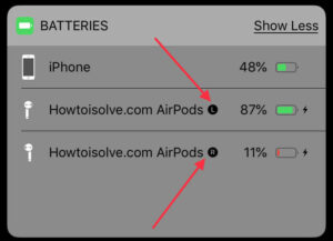 check left airpod battery charged or not