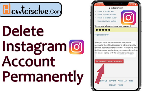 How to delete instagram acconut permanently on iOS iPhone