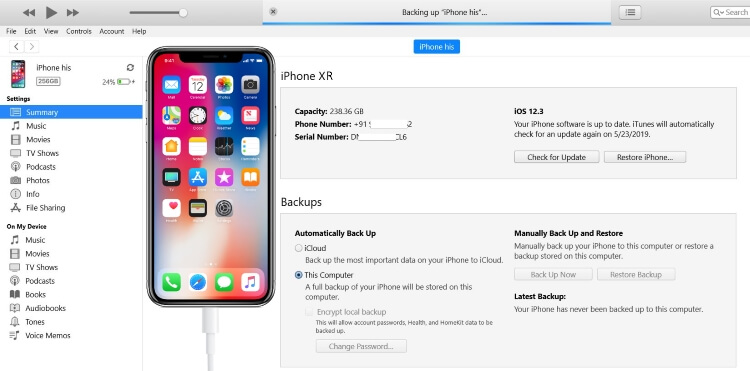 iPhone XR не выполняет резервное копирование на компьютер или Mac