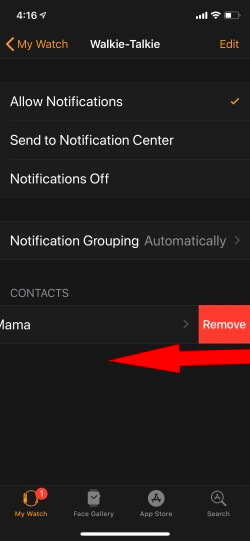 Delete Contact From Watch App on iPhone