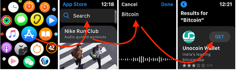 Search and Download App on Apple Watch app store