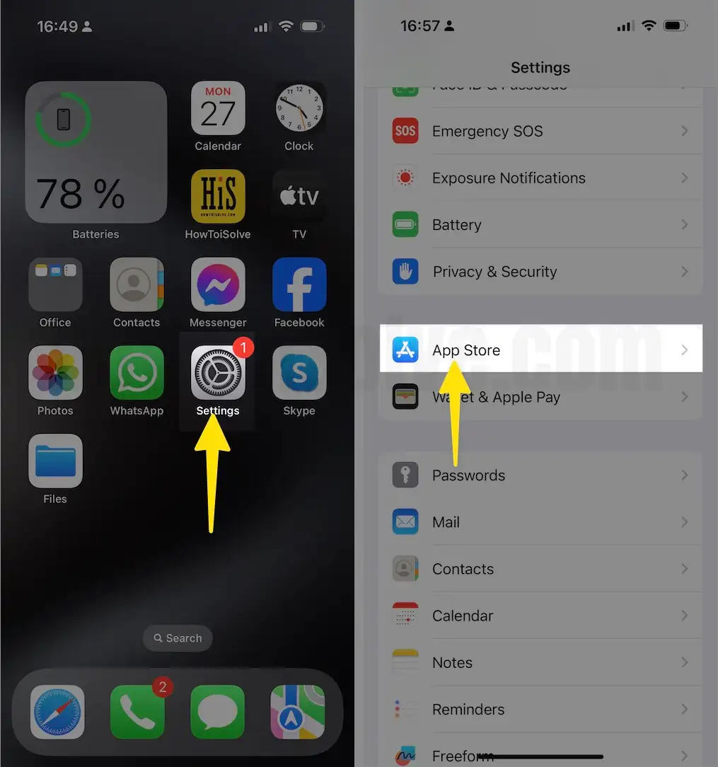Open Settings Choose App Store on iPhone