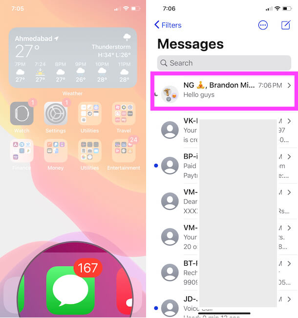 Group iMessage on Messages app on iphone