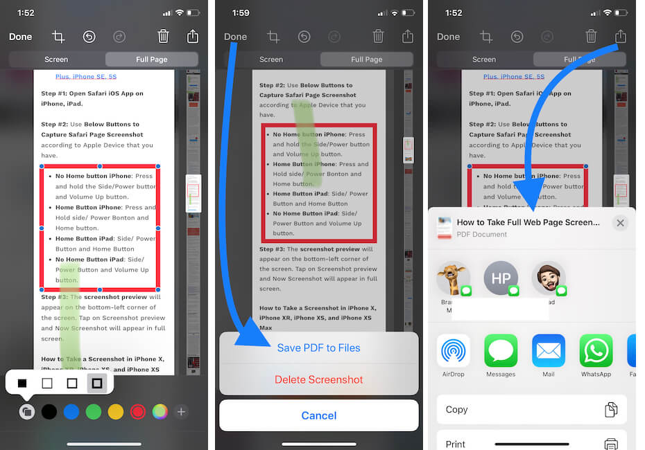 Share or Share Web page as a PDF on iPhone