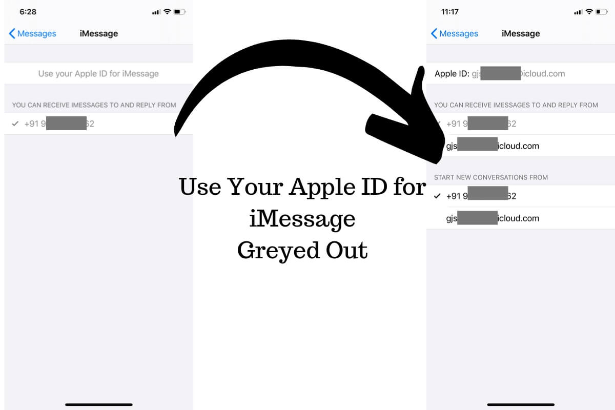 Use your Apple ID for iMessage Grayed out
