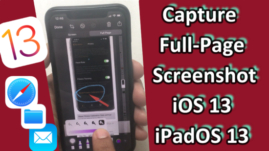capture full page screenshot on iOS iPados 13