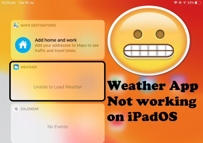 Weather app not working on iPadOS