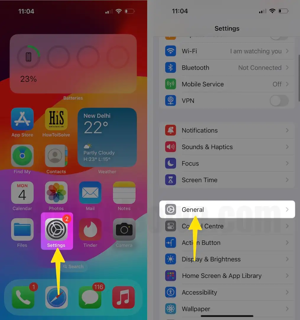 Launch the settings app tap on general on iPhone