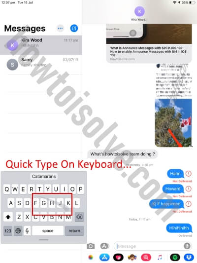 Use QuickPath Swipe to Type Keyboard on iPadOS on iPad