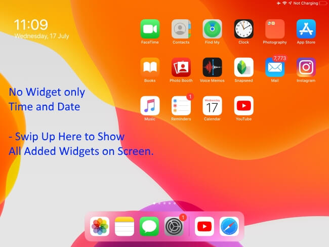 Showing Only Time and Date No Widget on iPadOS Home screen