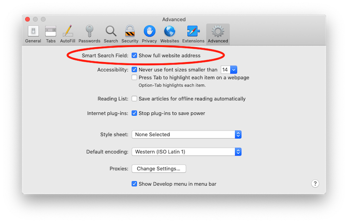 Enable to See Full Webpage URL on Safari Address bar on Mac
