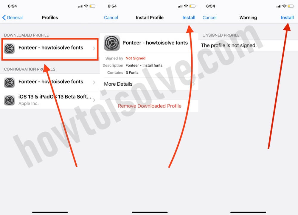 Install Profile for use Fonts