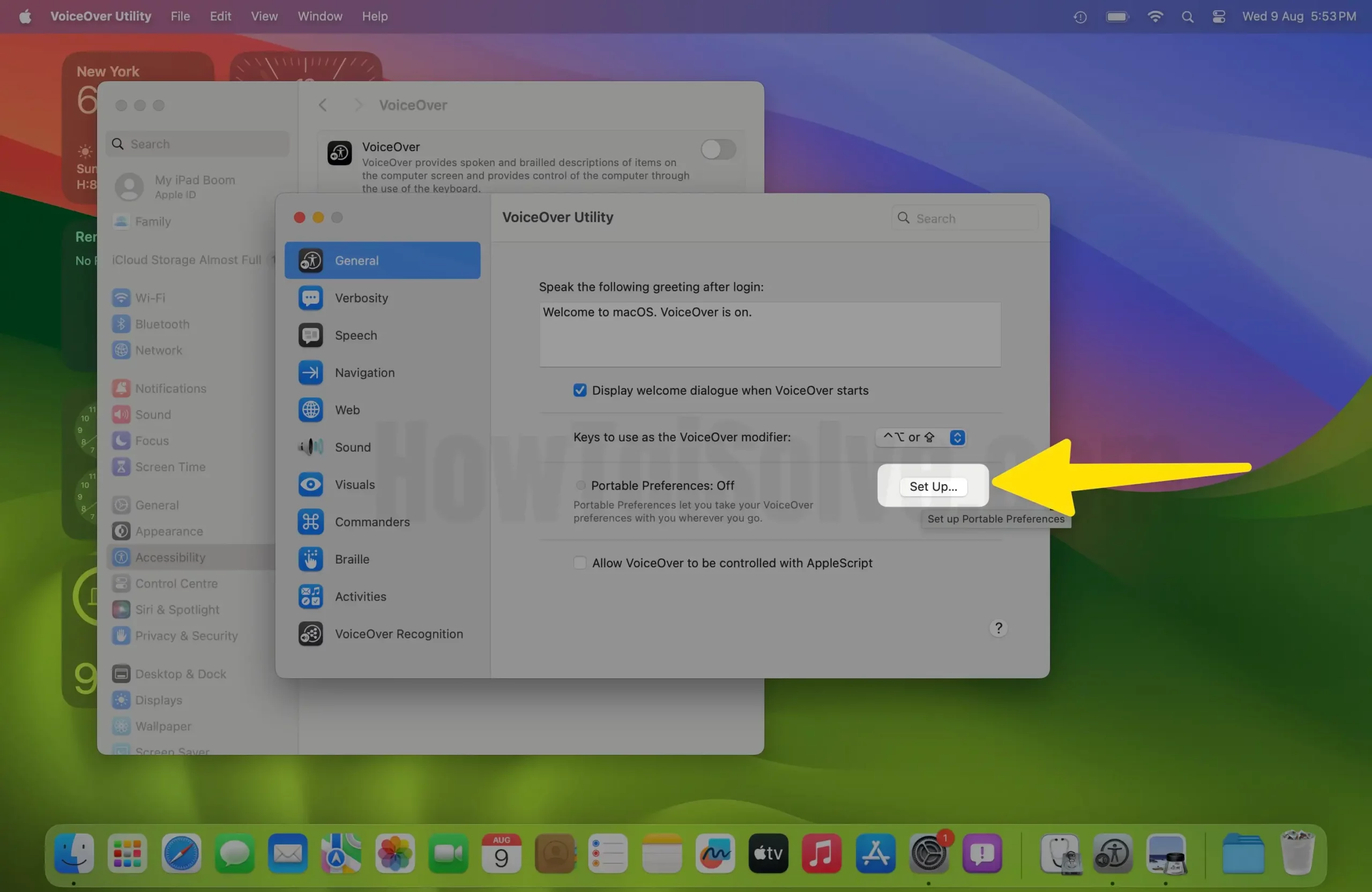 Setup VoiceOver Portable Preferences on Mac