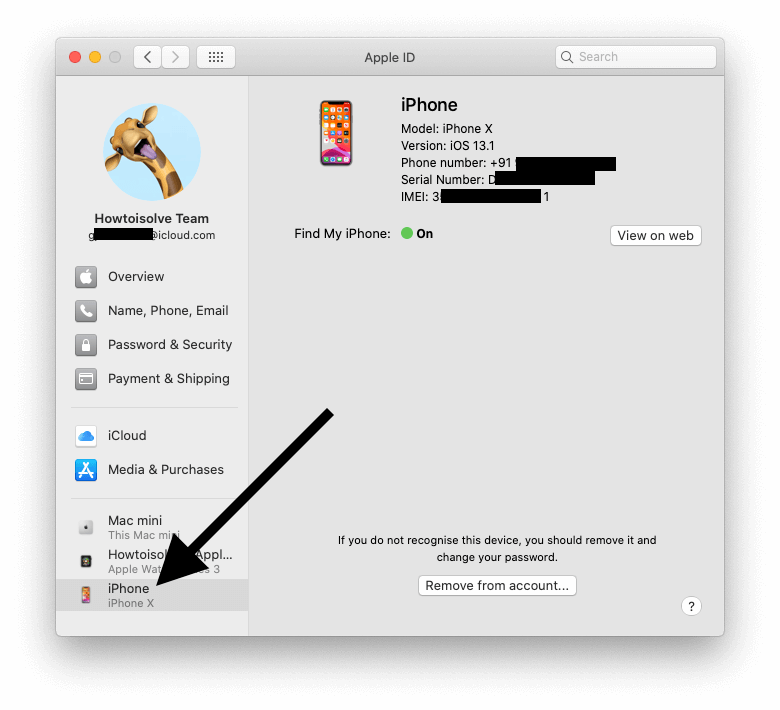 Remove apple device from account on Mac