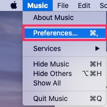 Music Preferences on Mac Music app