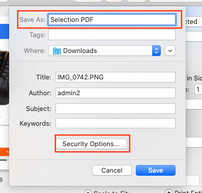 Give a PDF file name and Apply Security password if you wish