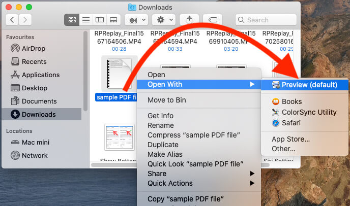 Open PDF Document file in Preview Mac to add Signature