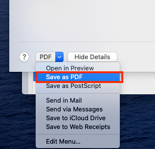 Save a PDF from photos preview on Mac