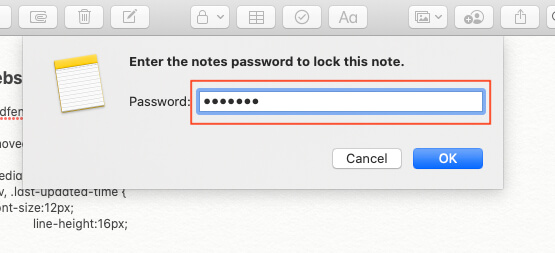 Verify Password to Lock new Note on Mac Notes App