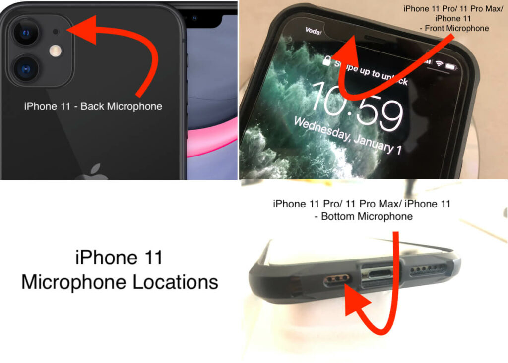 Where is iPhone 11 Microphone locations
