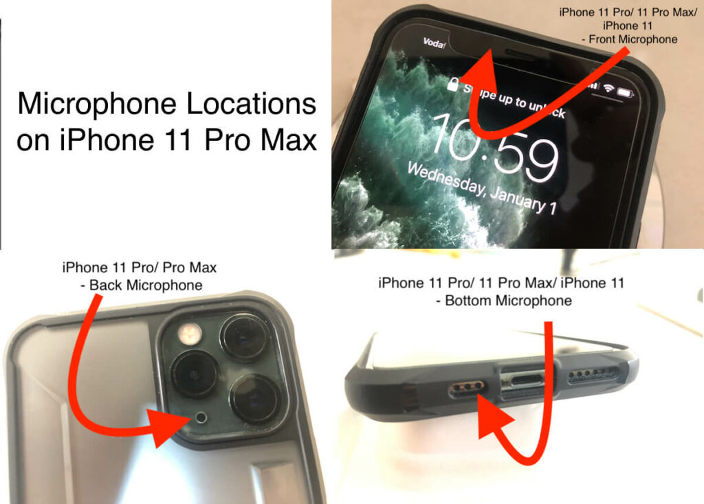 Where is iPhone 11 Pro Max Microphone locations