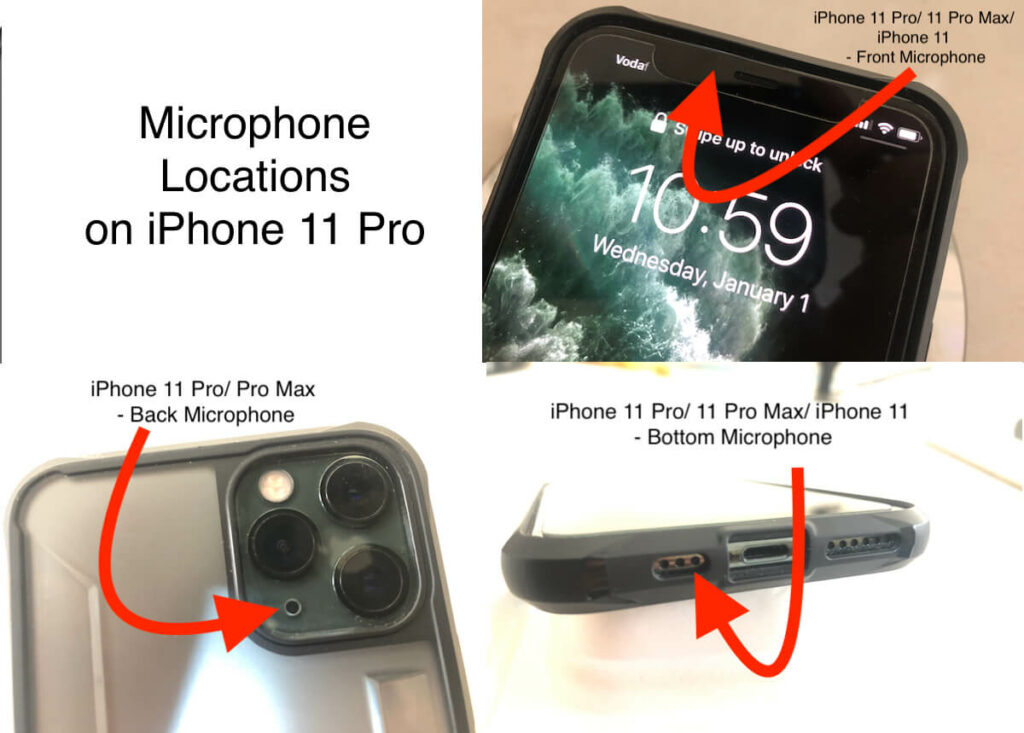 Где находится микрофон iPhone 11 Pro?