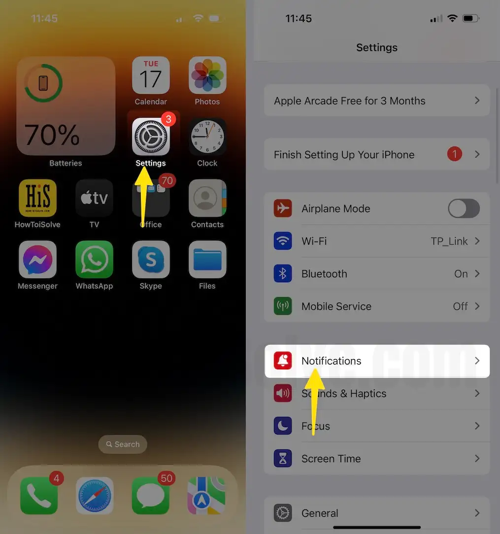 Launch The Settings Tap Notifications On iPhone