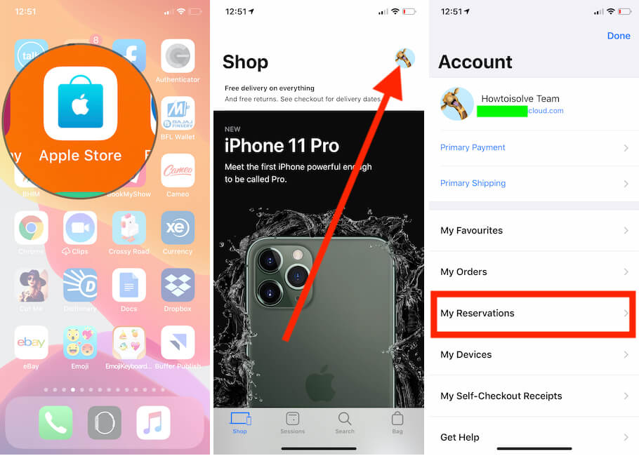 Check your Reservations on Apple Store app from iPhone and iPad