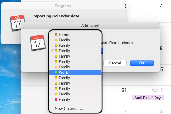 Add Facebook event on your Calendar category