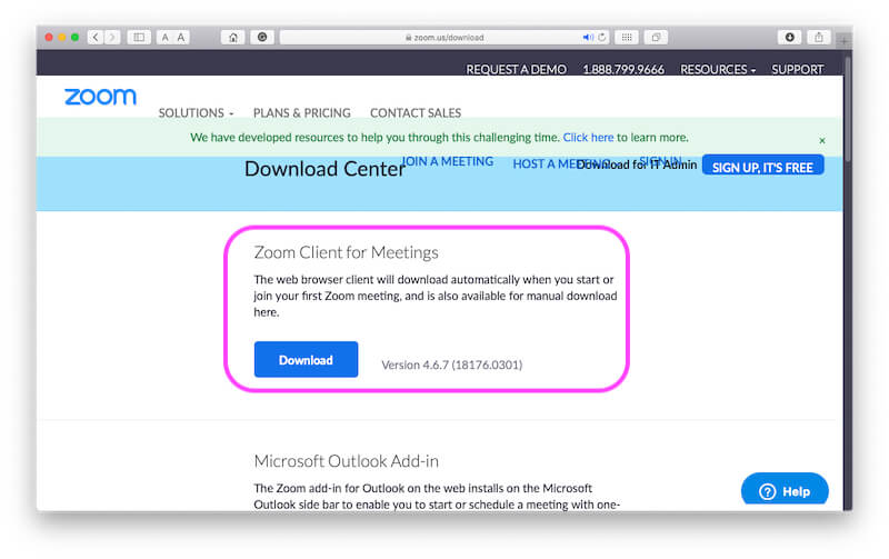 Download Zoom software for Mac from internet website