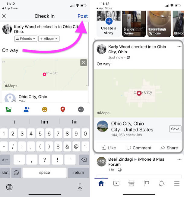 Post your Location on Facebook and Instagram automatically