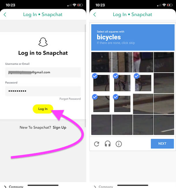 Re-Login and Verify your Snapchat login