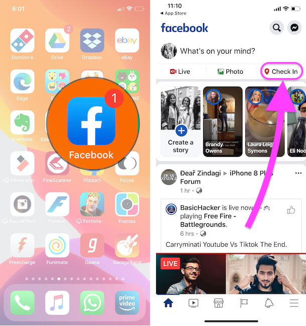 Share you location on Instagram from Facebook check in Feature