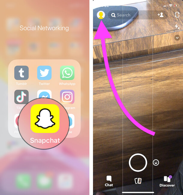 Профиль Snapchat в приложении для iPhone