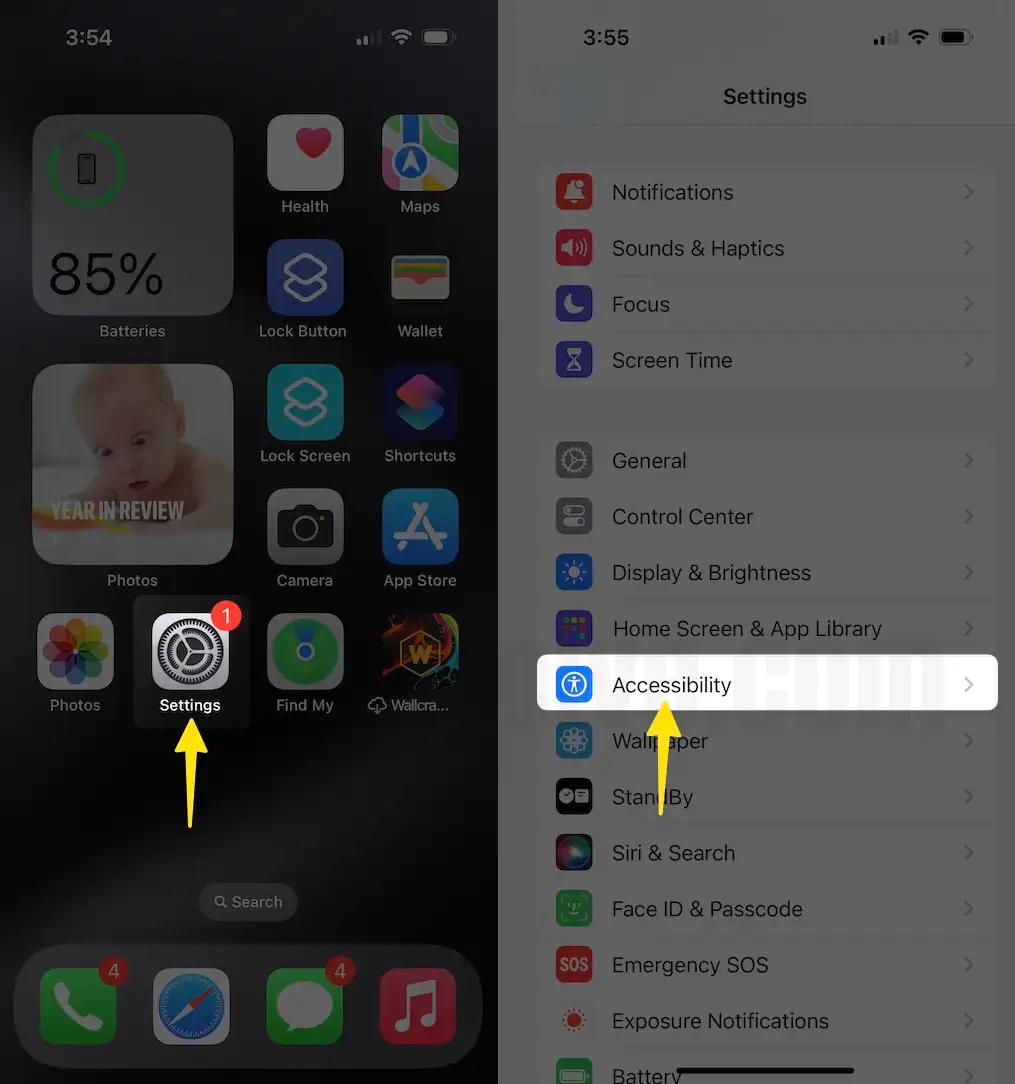 Open Accessibility Settings On iPhone