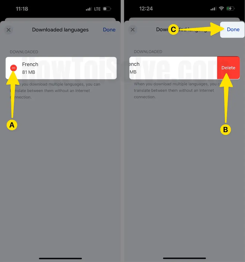 Select - icon Tap on Delete Click on Done on iPhone