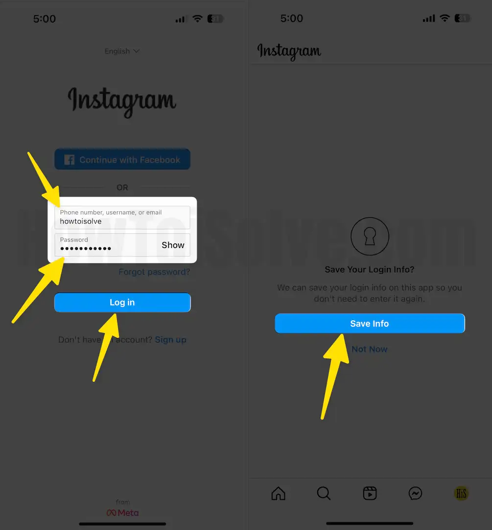 Login Instagram Account and Save the Login Details