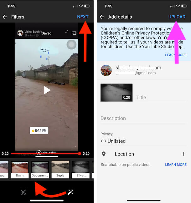Apply Different Video Filter on iPhone YouTube Video Before Upload