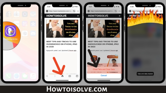 HOW TO CLOSE TABS AND ERASE BROWSING HISTORY DUCKDUCKGO iPhone iPad