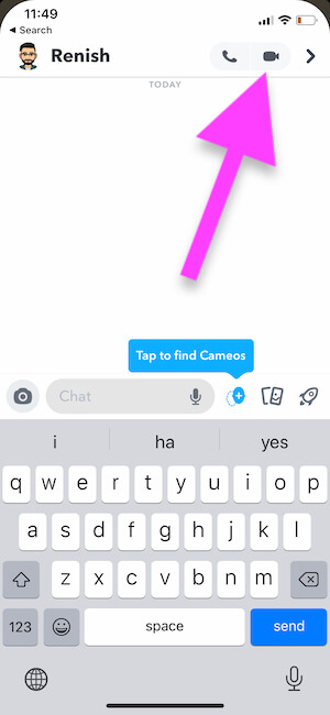 Make a Video call from Snapchat iPhone app