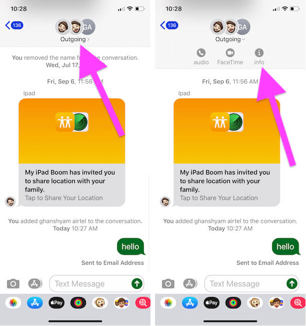 Open Group info from iMessage Group on Messages app