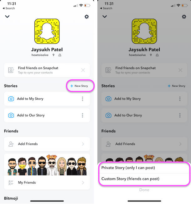 Setup new story restorction on snapchat iPhone app