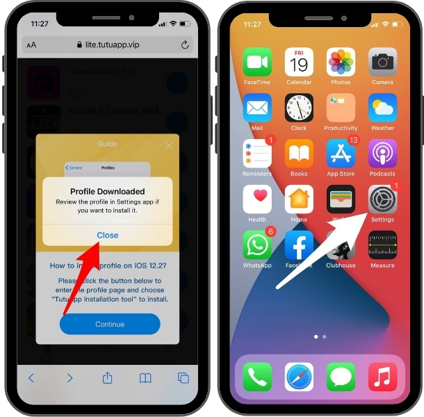open settings app to install delta emulator profile on your iphone