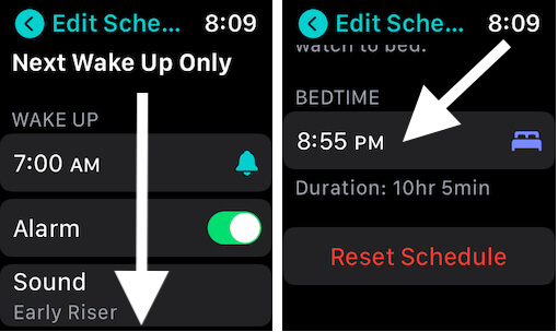 Change Bedtime from Apple Watch Bedtime App