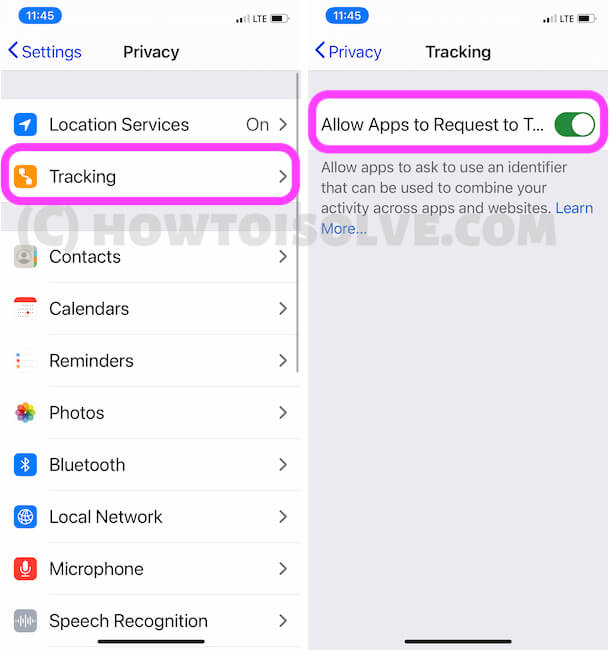 Tracking Security allow to Third Party app on iPhone
