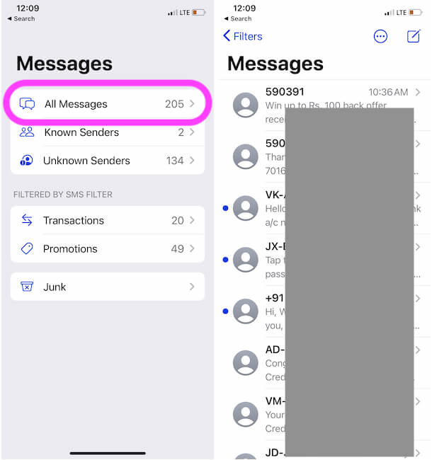 We can pin and unpin Message from All Messages Filter only