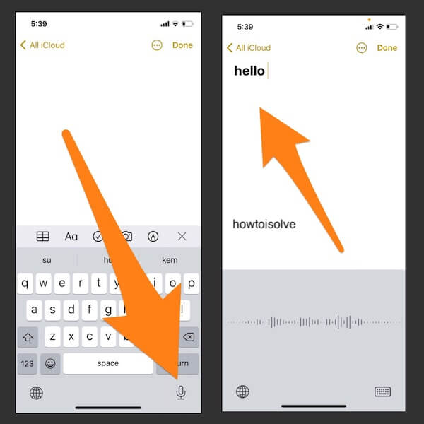 Type Using Dictation on iPhone as Speech to Text