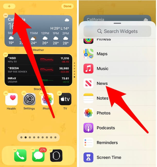 Add a new widget on iPhone home screen
