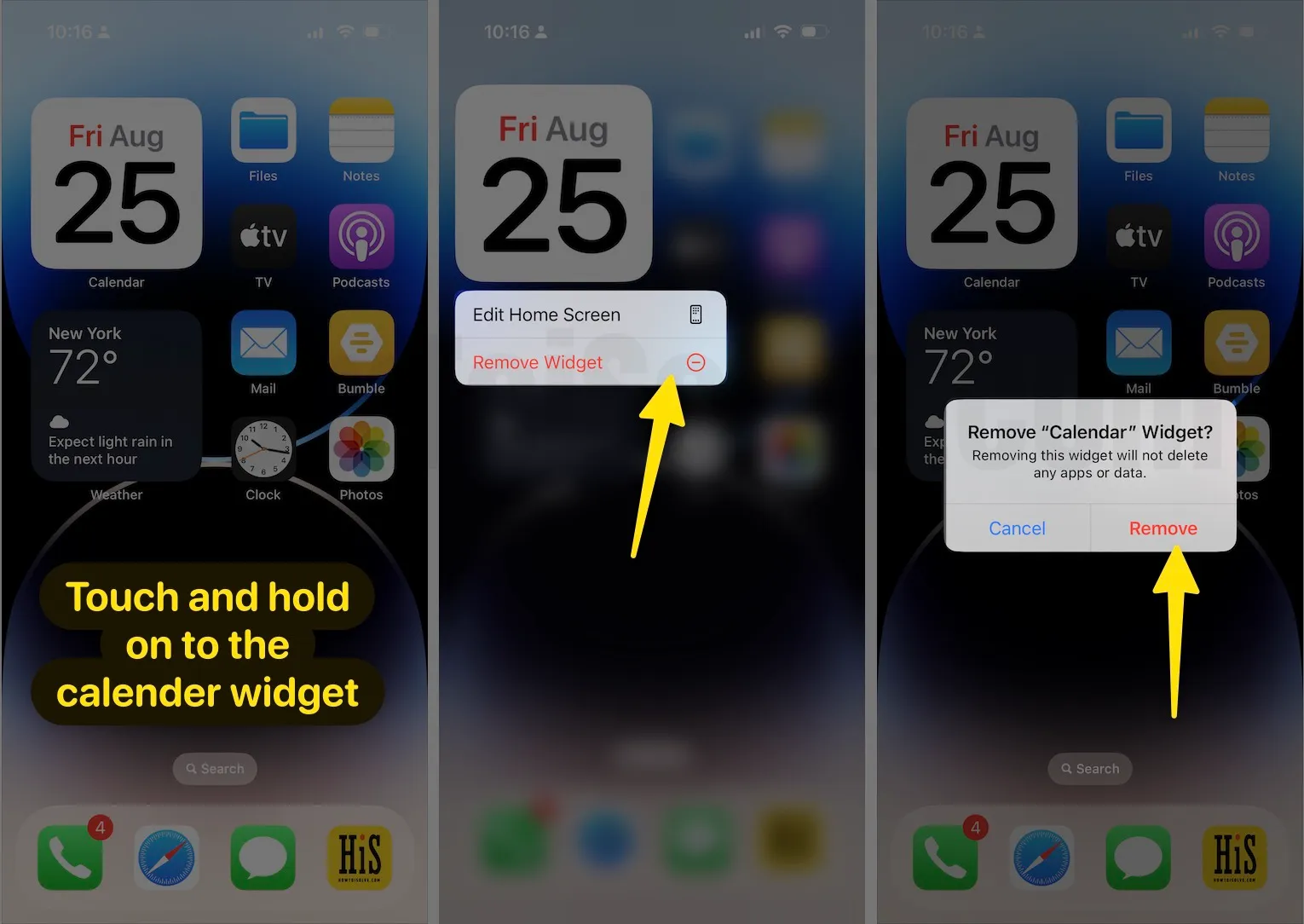 How to Remove Calendar Widget from iPhone Home Screen